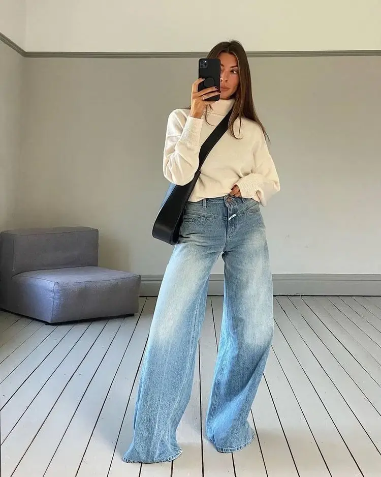 puddle jeans 2023 spring trends outfit inspiration ideas