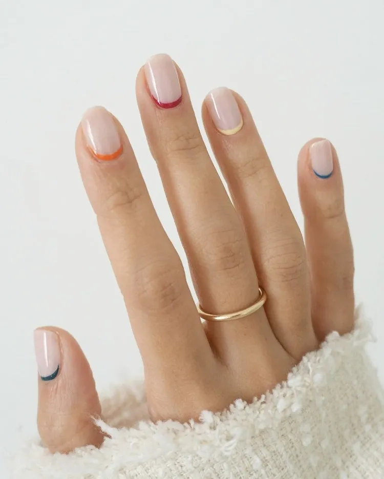 reversed nail manicure idea colorful