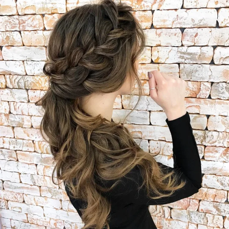 romantic hairstyles for long hair braided hairstyle on wavy hair