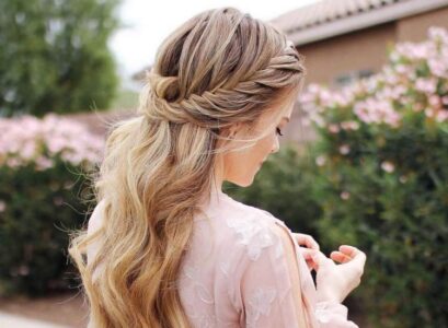 romantic hairstyles for long hair twisted half up