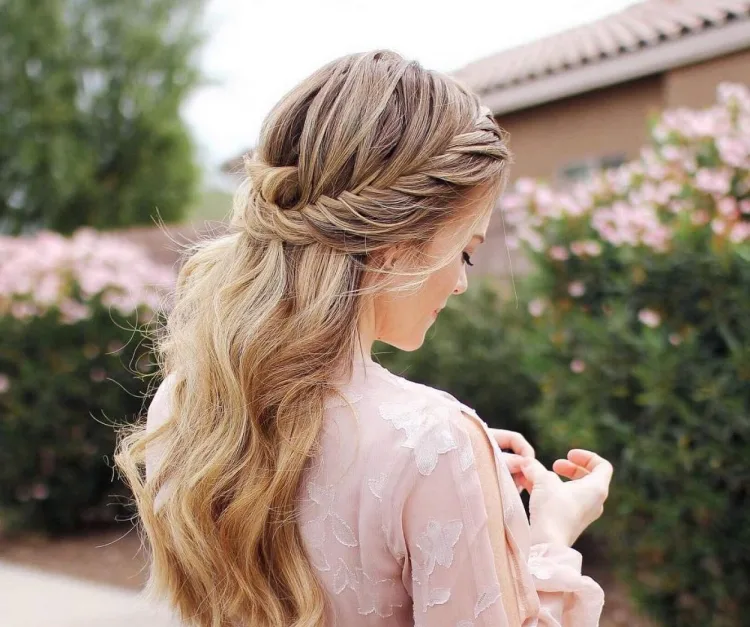 romantic hairstyles for long hair twisted half up