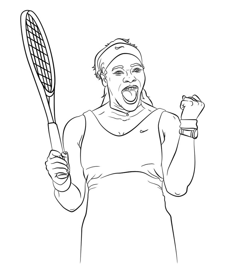 serena williams professional tennis player coloring page