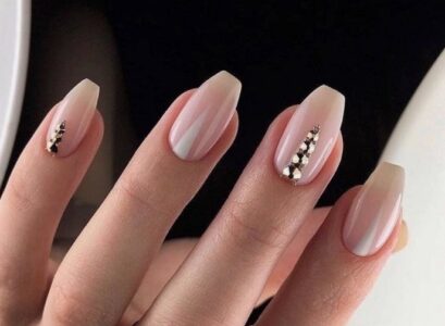 short ballerina nails design ideas rhinestone decoration