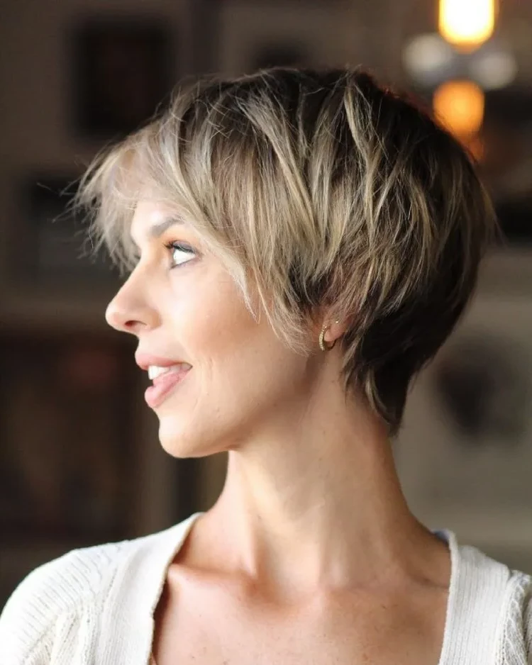 short hairstyle women 50 years old without volume bixie cut