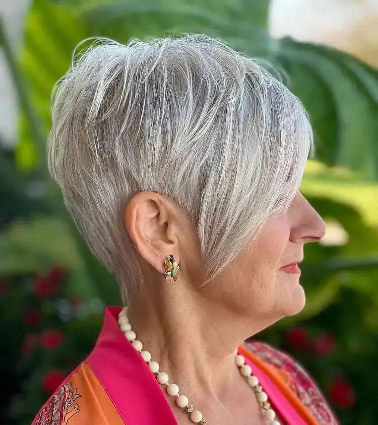 shot blow dry hairstyle for women over 50 with thin hair