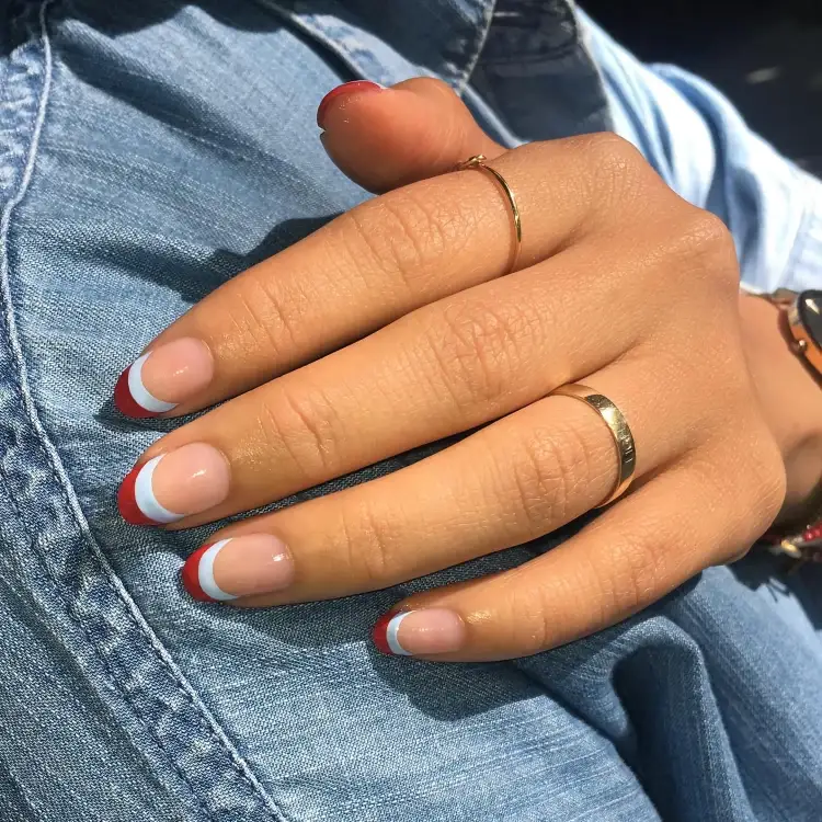stylish burgundy white nail tips modern french manicure