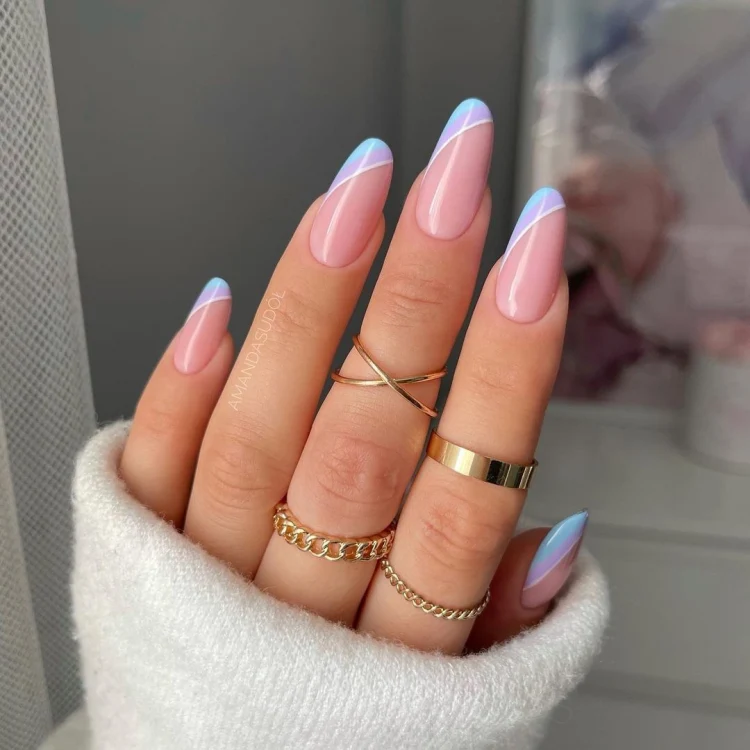 trendy manicure idea pastel color french nails
