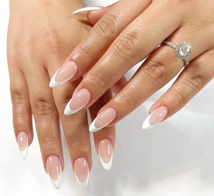 vanilla french nails for a wedding bridal manicure trends 2023