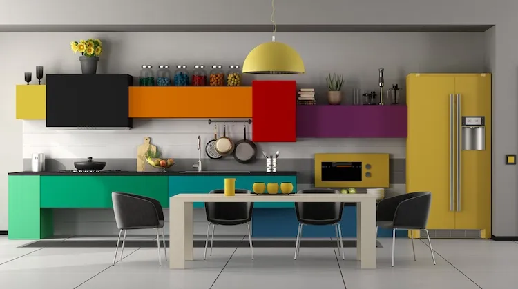 vivid bright colors for kitchen yellow red purple green orange blue