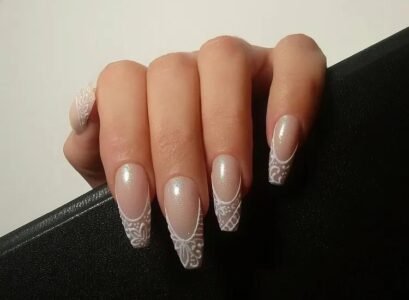 wedding french nails with decorations white manicure ideas 2023