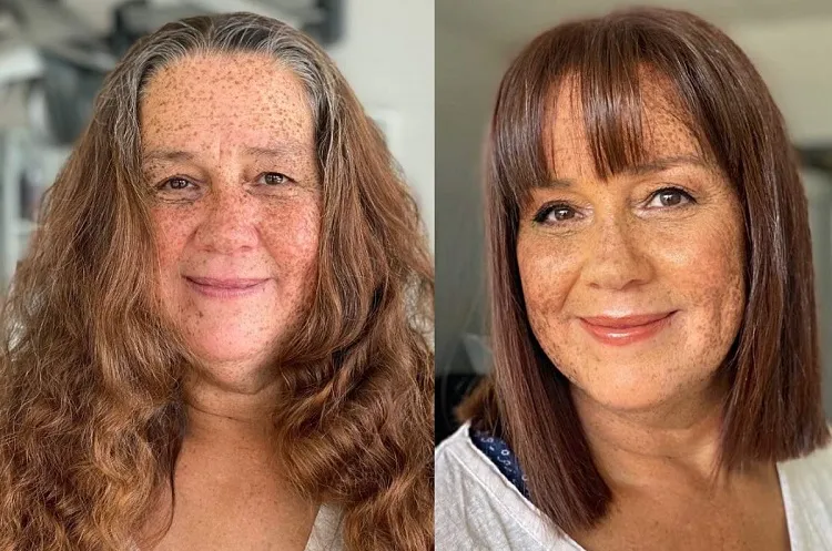 what color of hair to rejuvenate the face after 50 round face cheeks double chin