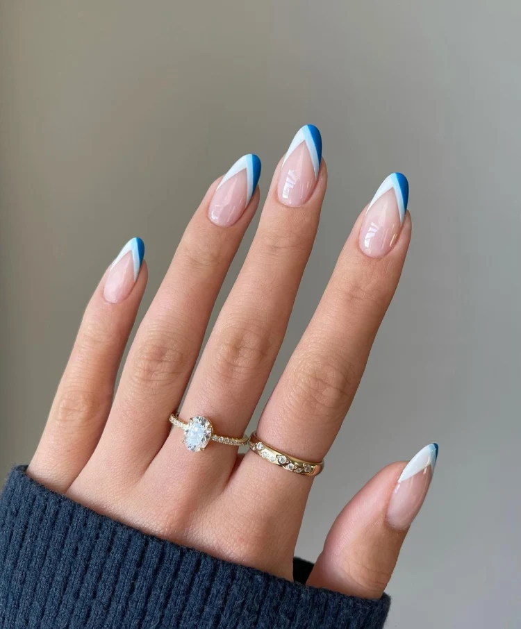 white and blue nail tips nail art trends 2023