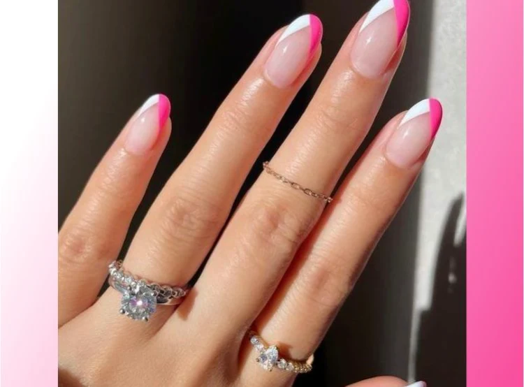 white and pink french manicure idea trends 2023