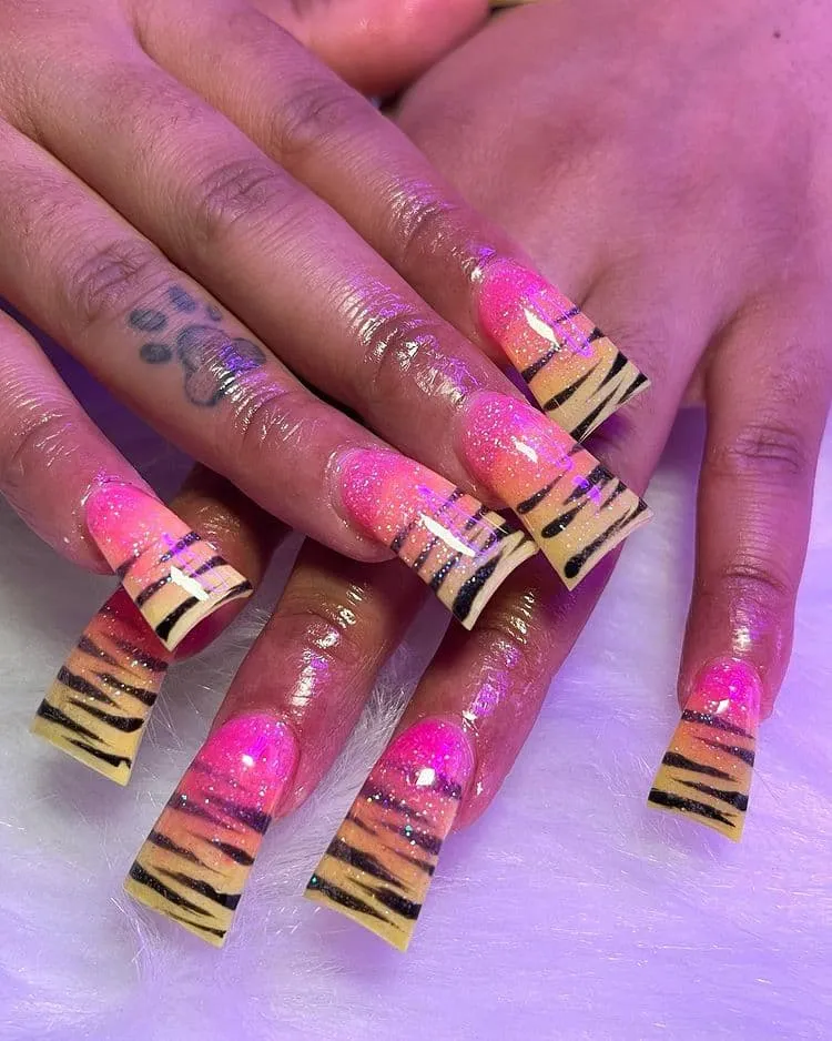 zebra print nails_pink zebra print nails