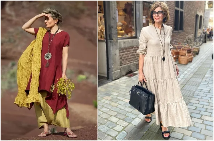 Boho Dresses for Mature Women in solid color