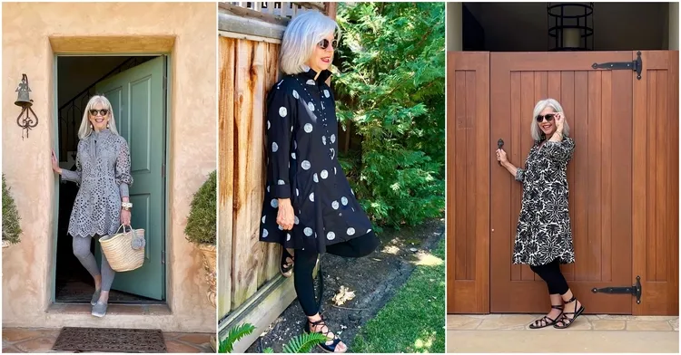 fashion trends women over 50 can you wear leggings with a dress