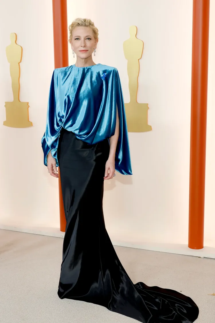 Cate Blanchett black-and-blue elegant gown Louis Vuitton