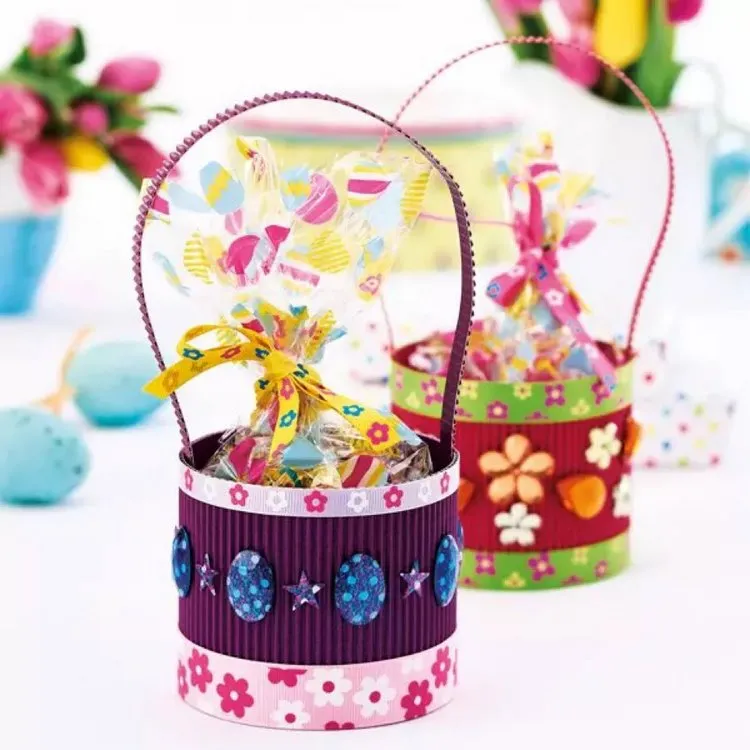 diy corrugated paper easter baskets for kids