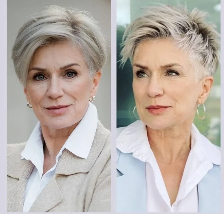 Edgy and fun short spiky pixie hairstyles for women over 50