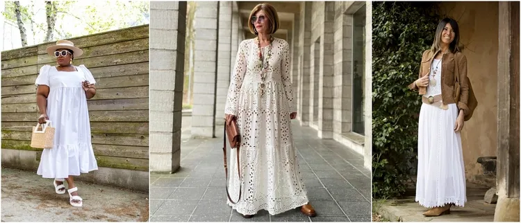 White Maxi Dress for Mature Women Over 50 Fashion Trends 2023