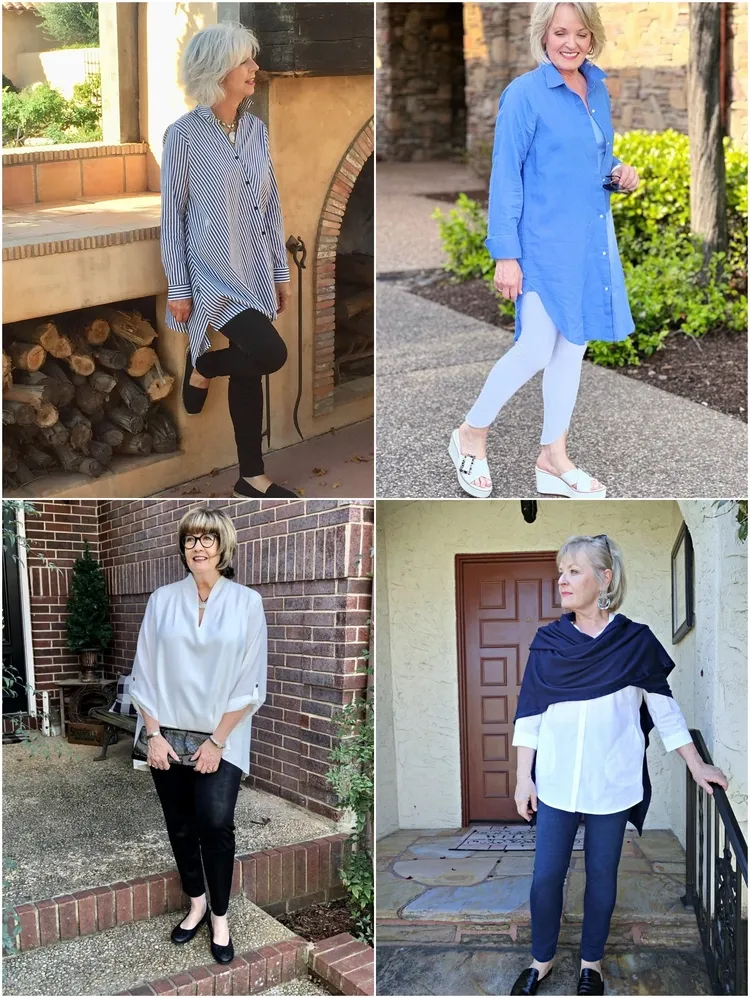 how to style leggings with shirts outfits for women over 50