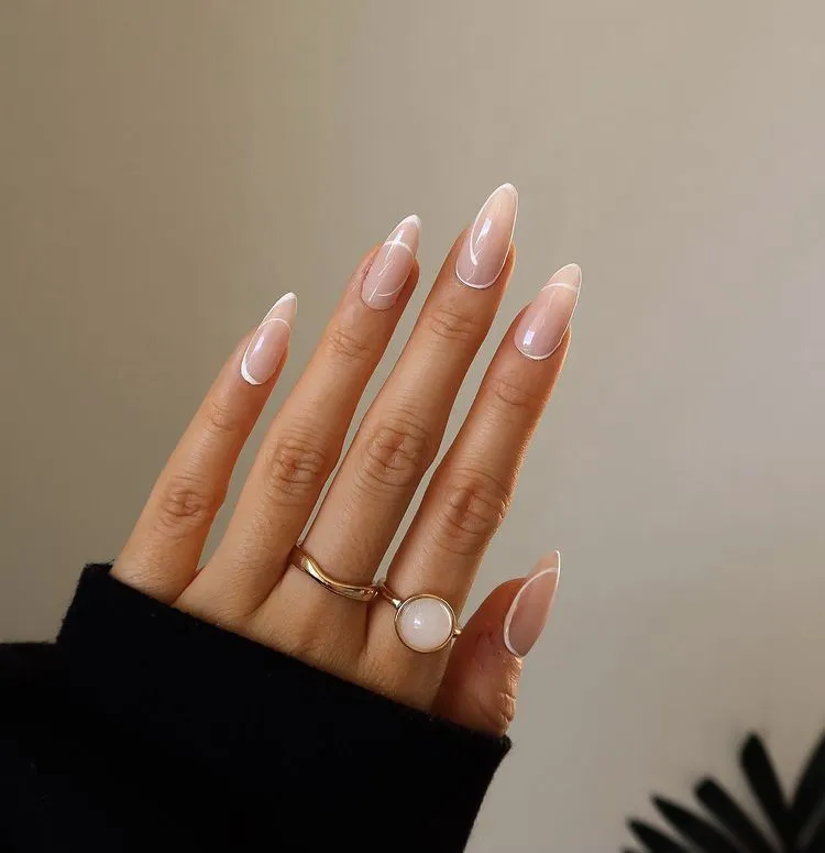 minimalist nail art long nails swirl nails trendy manicure 2023