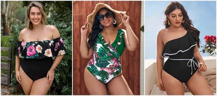 one piece swimsuits with ruffle trim plus size swimsuits that hide the tummy