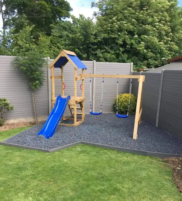 Small playset with swings and slide