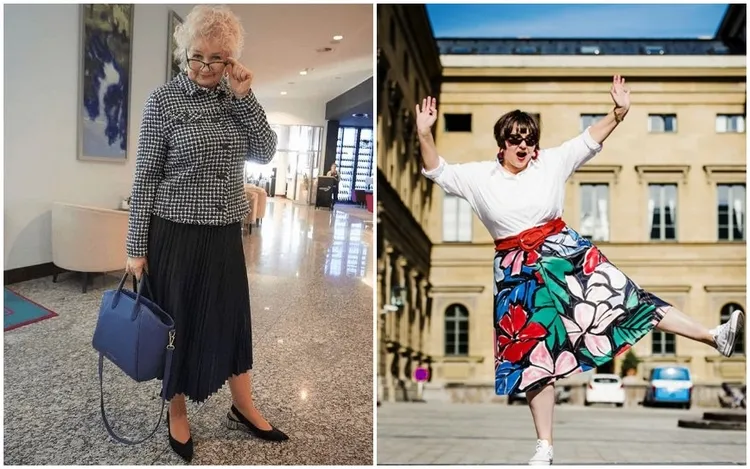 Stylish skirts for curvy women over 60