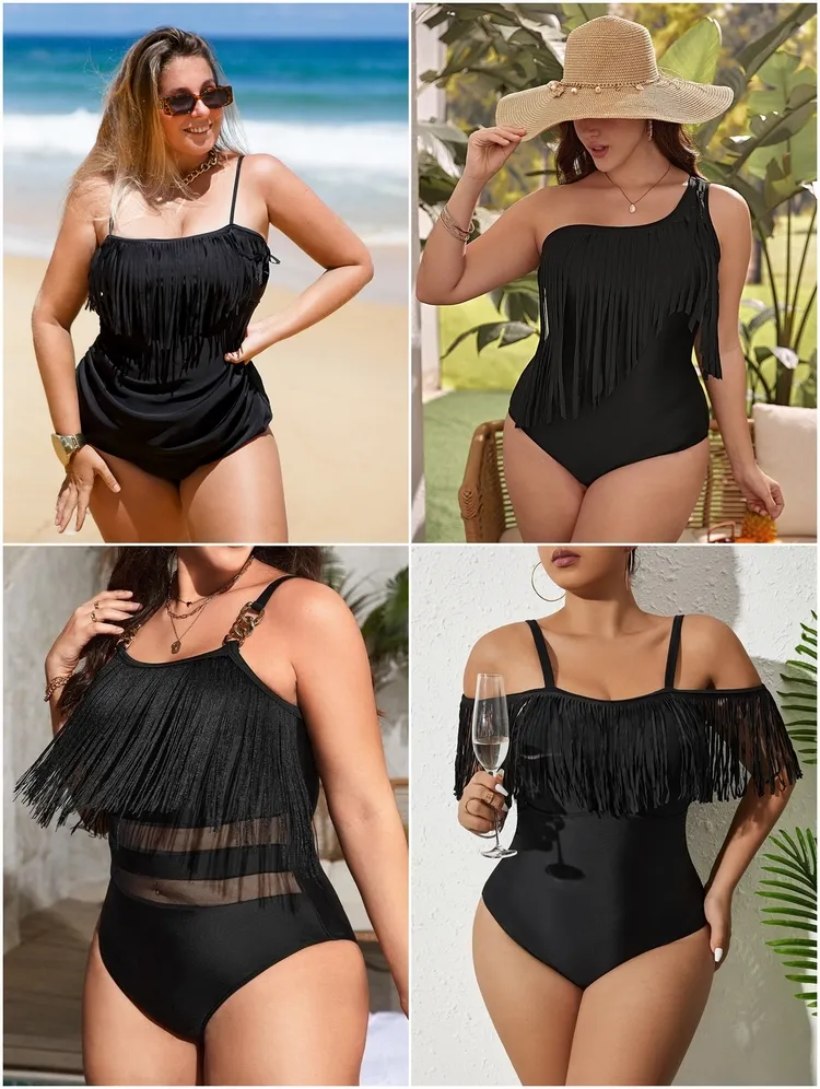 trendy one piece swimsuits with fringe flattering plus size bathing suits