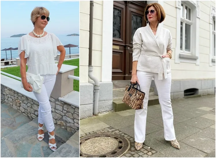 white monochromatic outfits for spring summer 2023