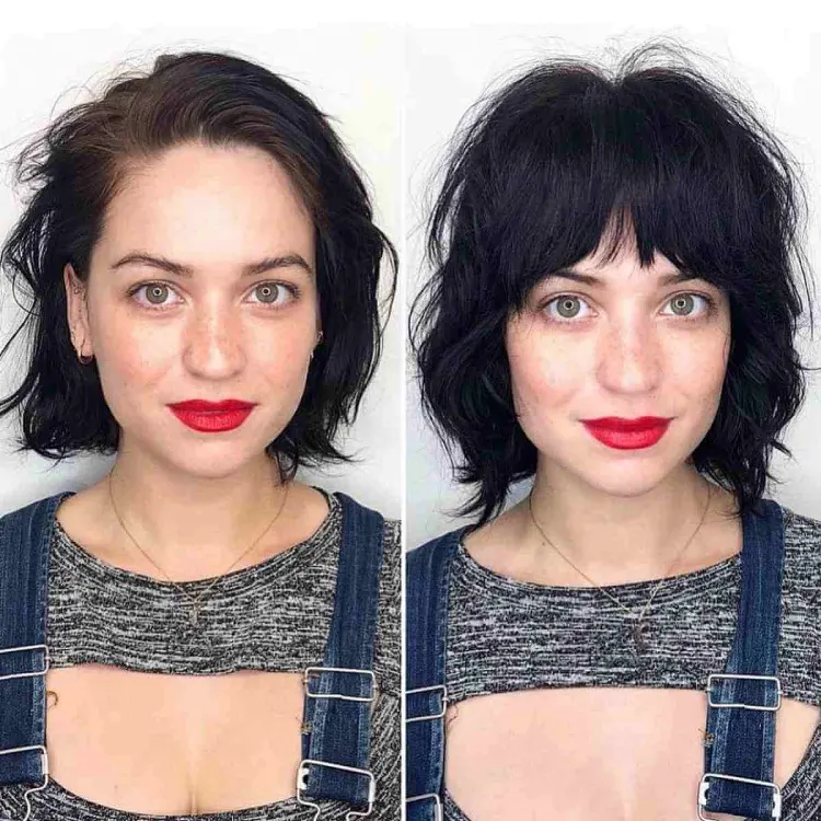 add lots of volume with the trendiest shaggy bob haircut and bangs