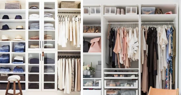arranging and organizing clothes and accessories