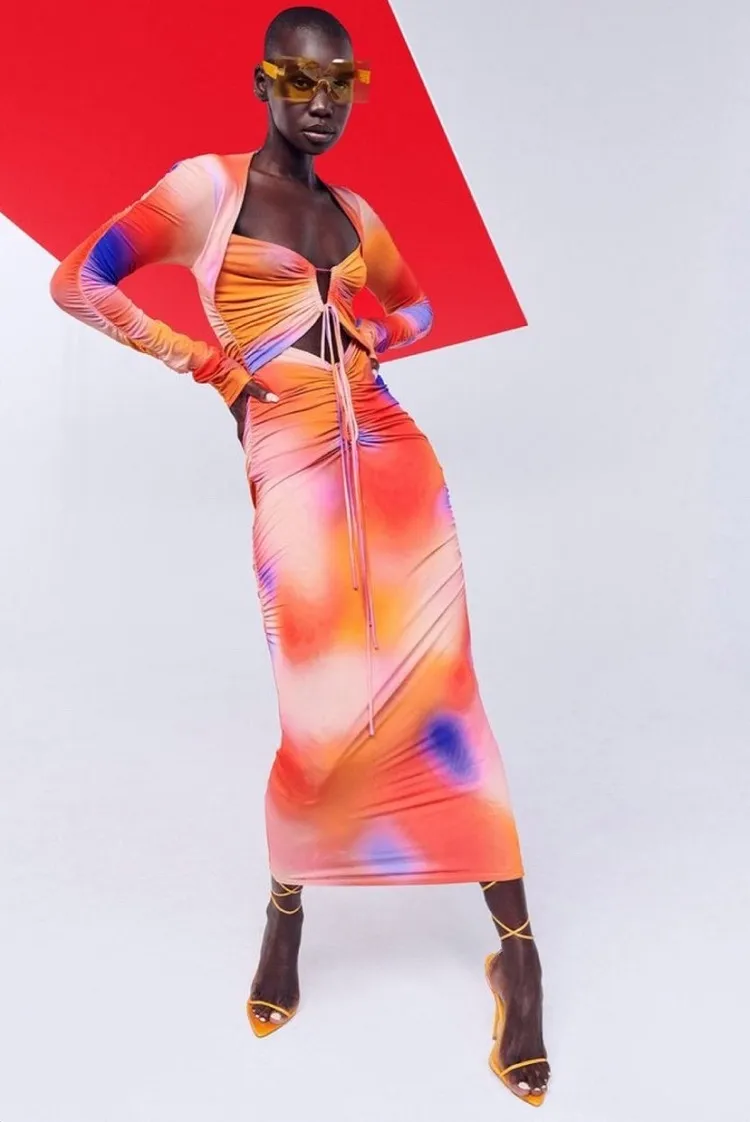 aura print dress outfit inspiration spring summer trends for women