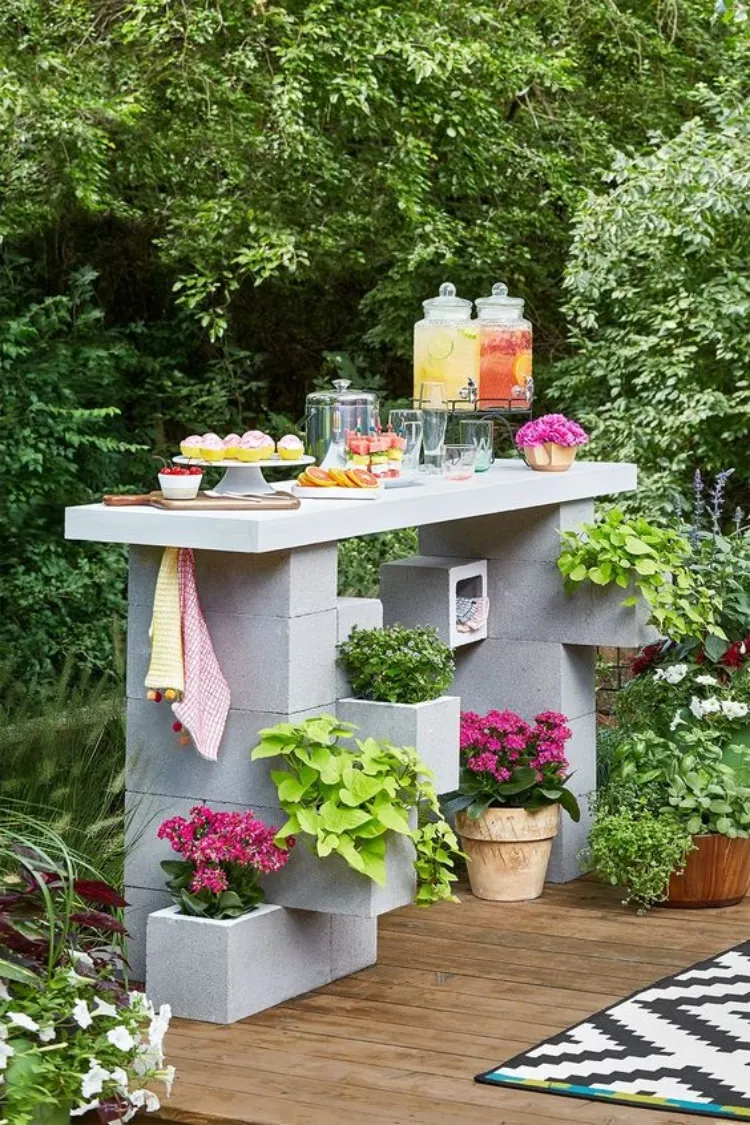 backyard decoration ideas outdoor living diy bar concrete blocks easy tips inspo