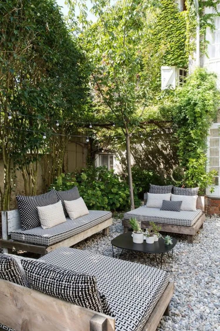 backyard decoration ideas palette sofa outdoor living inspiration gravel