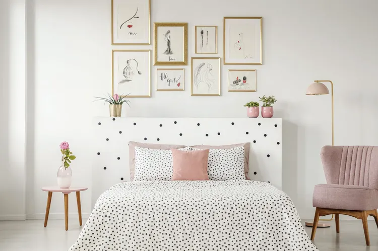 bedroom polka dot bed frame_chic master bedroom ideas