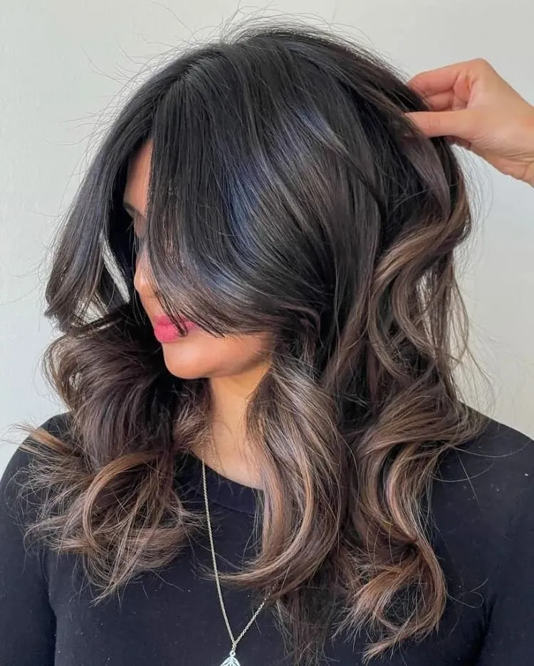 black hair with highlights