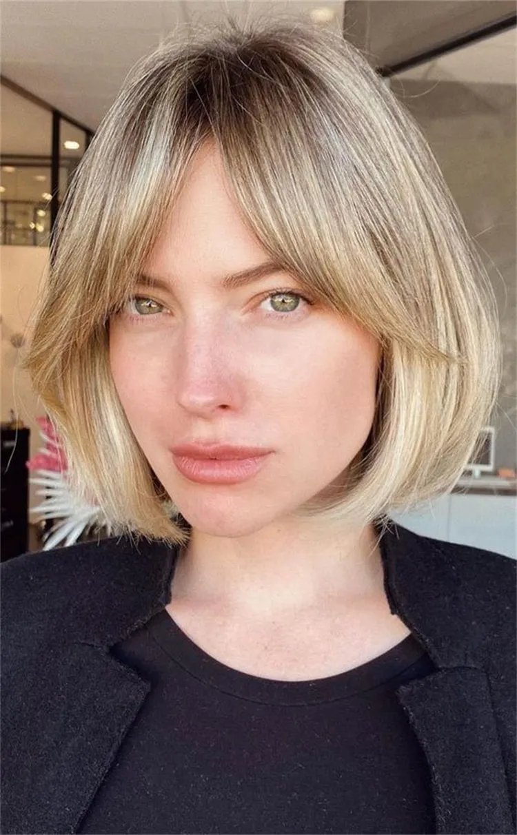 bob haircut with curtain bangs trendy hairstyles 2023