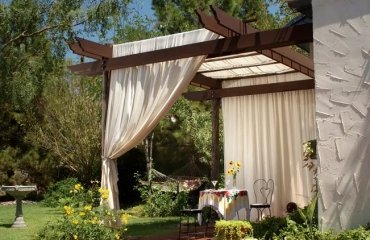 canvas curtains shade outdoor space backyard design ideas