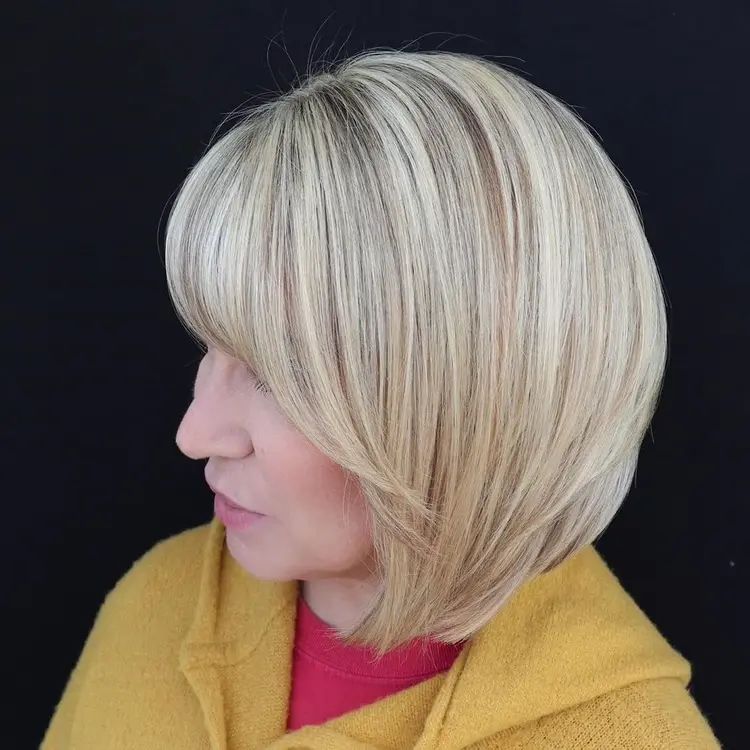 classic blonde hair for women over 50 bob haircut