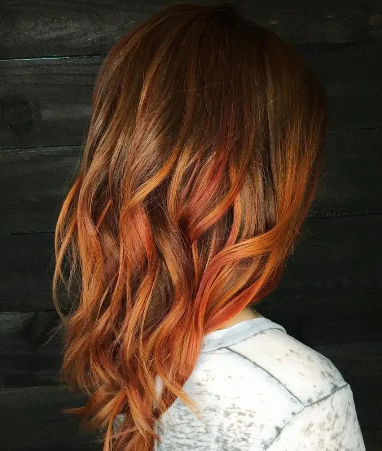 copper ombre on long hair color trends for spring 2023