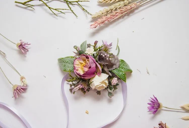 diy corsage prom colorful faux flowers wristlet