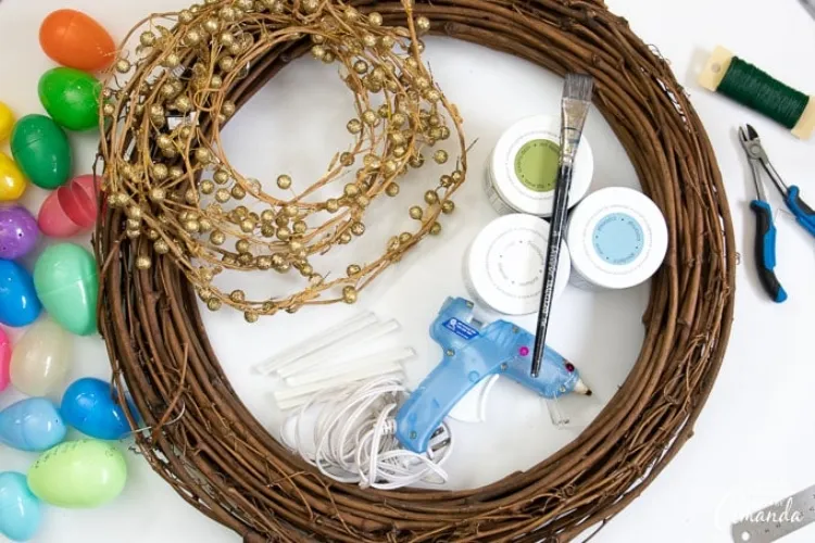 easter egg wreath diy materials easy crafty ideas