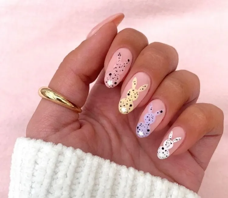 easter nails 2023 with bunny decoration cute manicure ideas
