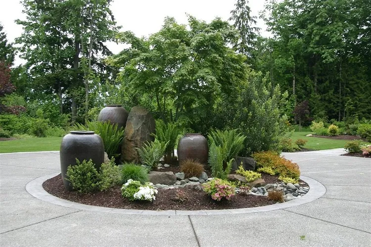 end of driveway landscaping ideas planter focal point