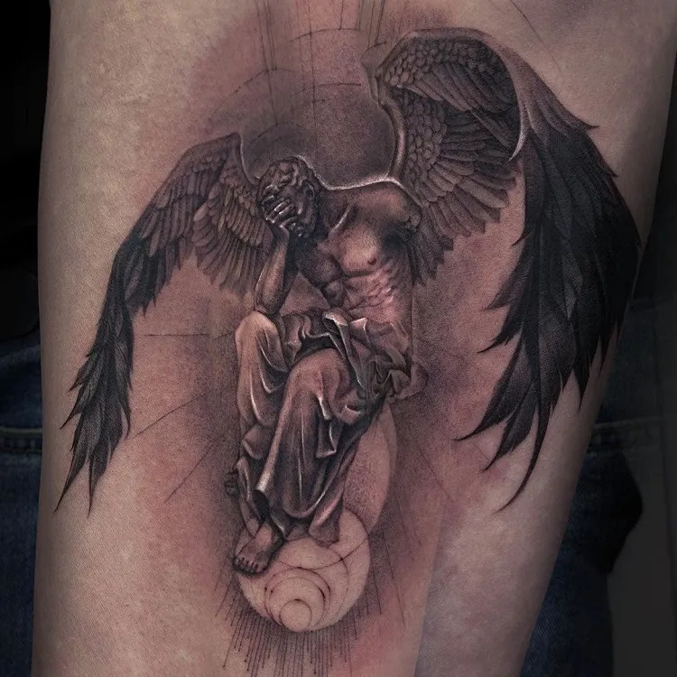 fallen angel realism sculpture tattoo inspiration