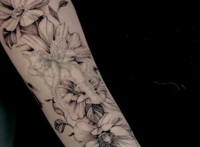 fine line tattoo half sleeve new old healed