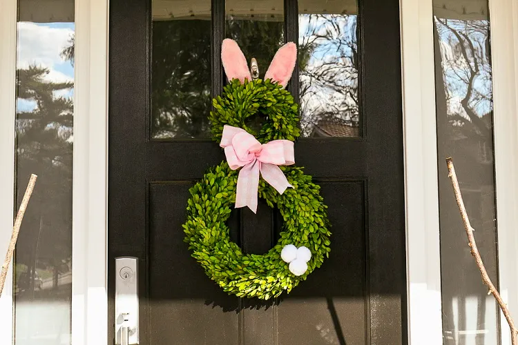 fun easy simple easter bunny wreath diy craft project front door decoration