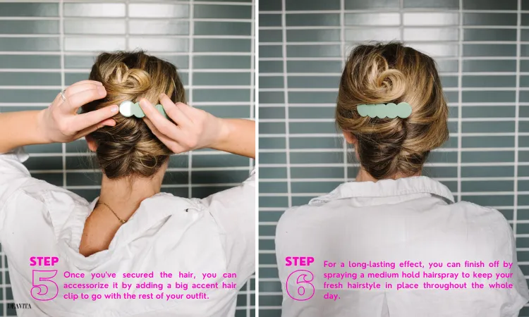 how to make french twist hairstyle step by step finishing touches